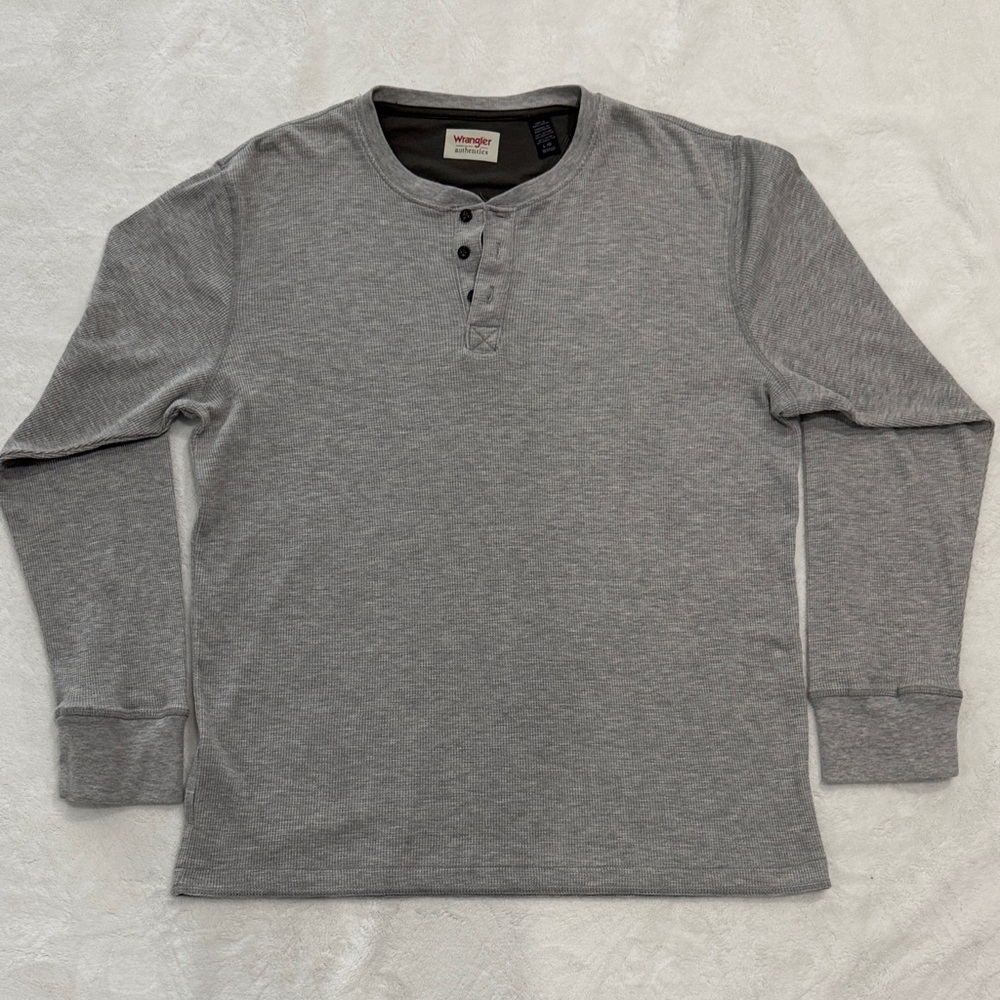 Wrangler Long Sleeve Gray Henley Shirt